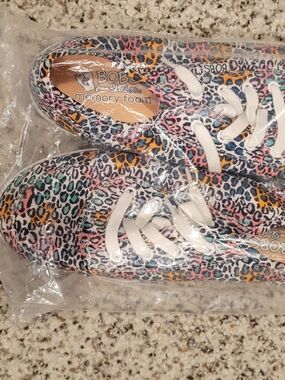 Skechers Bobs Leopard Print Lace-Up, No-Tie Sneakers, Multicolor